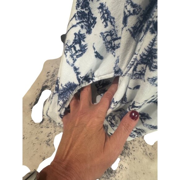 Lands End Womens Flannel Blue White Wildlife Tunic Shirt L 14-16 100% Cotton - Picture 12 of 15